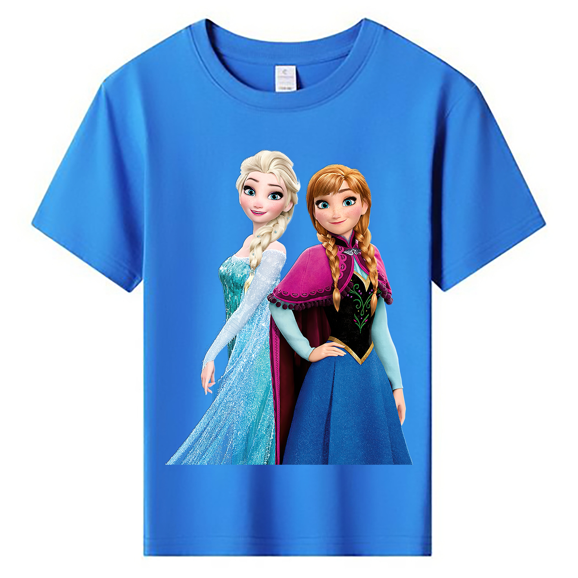 （画像用） アナと雪の女王 アンナ エルサ Frozen Anna Elsa 綿100％キッズTシャツ（フロントプリント）